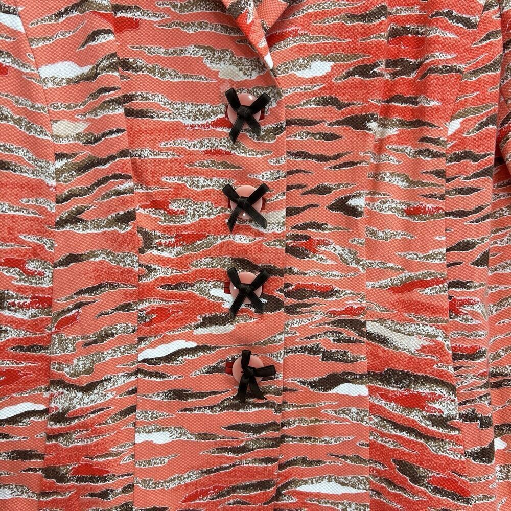 Algo of Switzerland Blazer Jacket Women XL Art To Wear Animal Print Orange Funky - Picture 3 of 13